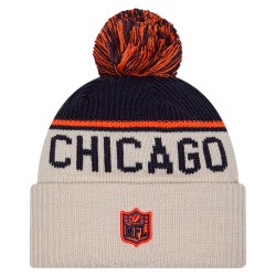 Chicago Bears New Era Stone NFL Sideline Historic Cuffed Knit Hat with Pom