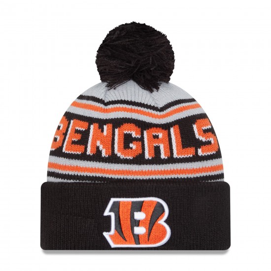 Cincinnati Bengals  New Era Black  Main Cuffed Knit Hat with Pom