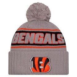 Cincinnati Bengals  New Era Gray 2024 Sideline Sport Cuffed Knit Hat with Pom