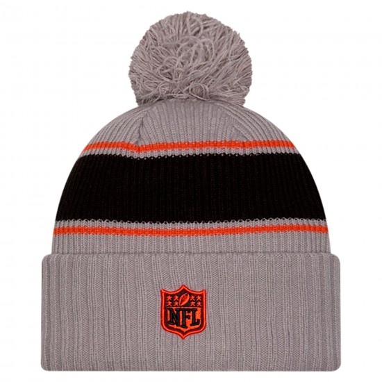 Cincinnati Bengals  New Era Gray 2024 Sideline Sport Cuffed Knit Hat with Pom