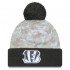 Cincinnati Bengals  New Era White-Graphite 2024 Salute To Service Digital Camo Cuffed Knit Hat with Pom