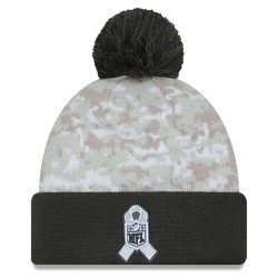 Cincinnati Bengals  New Era White-Graphite 2024 Salute To Service Digital Camo Cuffed Knit Hat with Pom