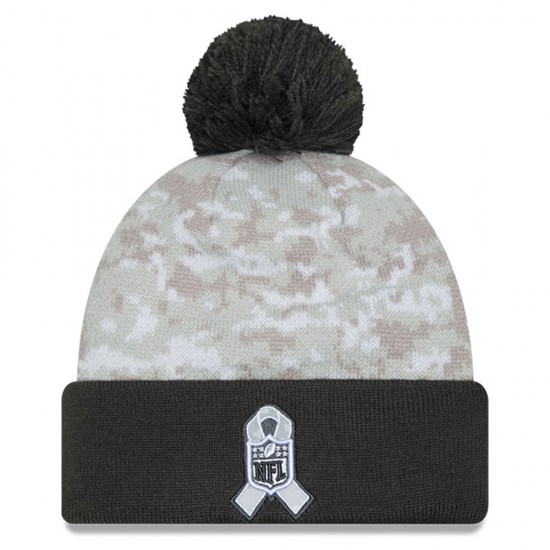 Cincinnati Bengals  New Era White-Graphite 2024 Salute To Service Digital Camo Cuffed Knit Hat with Pom