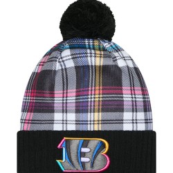 Cincinnati Bengals New Era Black 2024 NFL Crucial Catch Cuffed Knit Hat with Pom