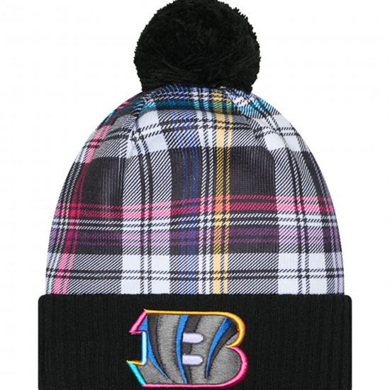 Cincinnati Bengals New Era Black 2024 NFL Crucial Catch Cuffed Knit Hat with Pom