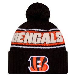 Cincinnati Bengals New Era Black 2024 Sideline Sport Cuffed Knit Hat with Pom