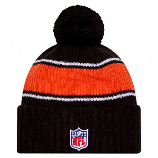 Cincinnati Bengals New Era Black 2024 Sideline Sport Cuffed Knit Hat with Pom