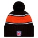 Cincinnati Bengals New Era Black 2024 Sideline Sport Cuffed Knit Hat with Pom