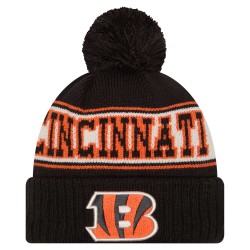 Cincinnati Bengals New Era Black Retro Cuffed Knit Hat with Pom