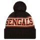 Cincinnati Bengals New Era Black Retro Cuffed Knit Hat with Pom