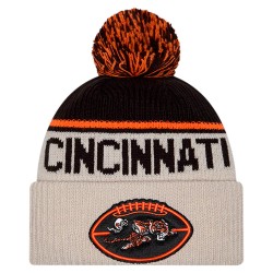 Cincinnati Bengals New Era Stone NFL Sideline Historic Cuffed Knit Hat with Pom