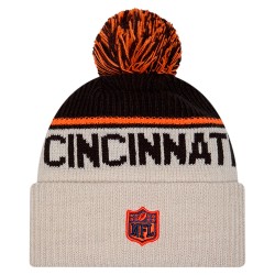 Cincinnati Bengals New Era Stone NFL Sideline Historic Cuffed Knit Hat with Pom