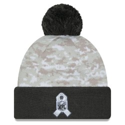 Cleveland Browns  New Era White-Graphite 2024 Salute To Service Digital Camo Cuffed Knit Hat with Pom