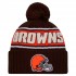 Cleveland Browns New Era Brown 2024 Sideline Cuffed Knit Hat with Pom