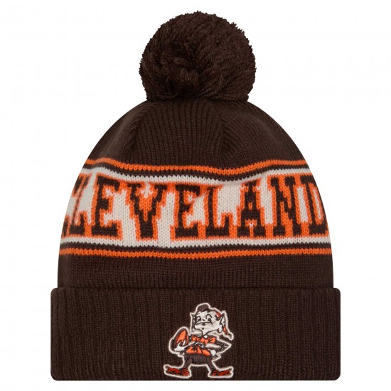 Cleveland Browns New Era Brown Retro Cuffed Knit Hat with Pom
