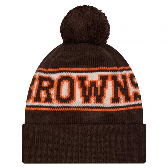 Cleveland Browns New Era Brown Retro Cuffed Knit Hat with Pom