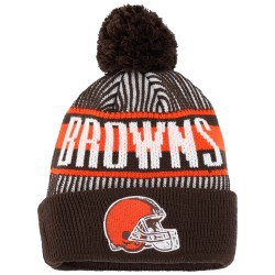 Cleveland Browns New Era Brown Striped  Cuffed Knit Hat with Pom
