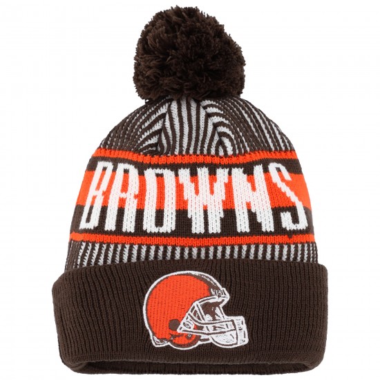 Cleveland Browns New Era Brown Striped  Cuffed Knit Hat with Pom