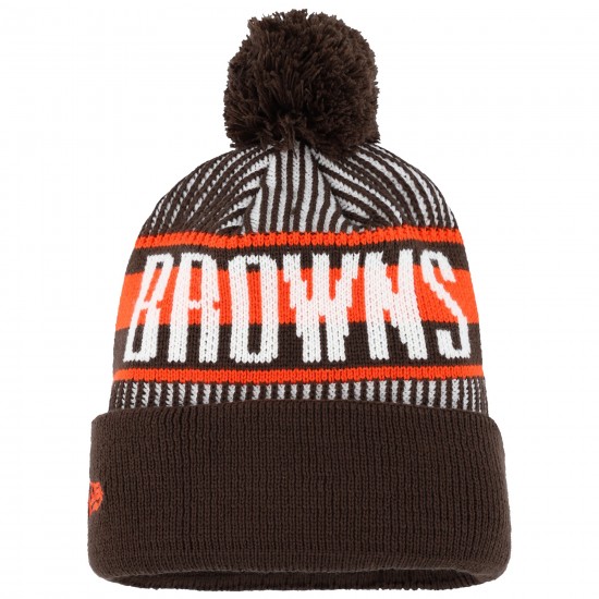 Cleveland Browns New Era Brown Striped  Cuffed Knit Hat with Pom