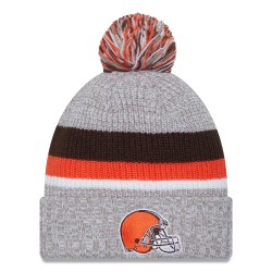 Cleveland Browns New Era Heather Gray Cuffed Knit Hat with Pom