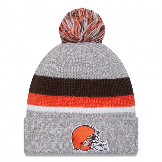 Cleveland Browns New Era Heather Gray Cuffed Knit Hat with Pom