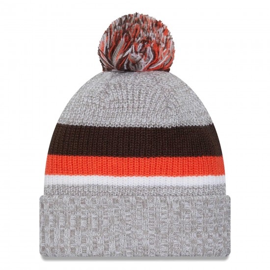 Cleveland Browns New Era Heather Gray Cuffed Knit Hat with Pom