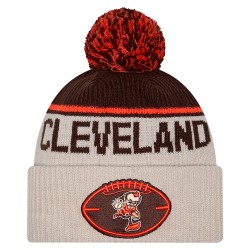 Cleveland Browns New Era Stone NFL Sideline Historic Cuffed Knit Hat with Pom