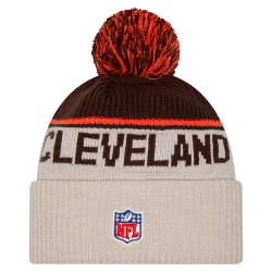Cleveland Browns New Era Stone NFL Sideline Historic Cuffed Knit Hat with Pom