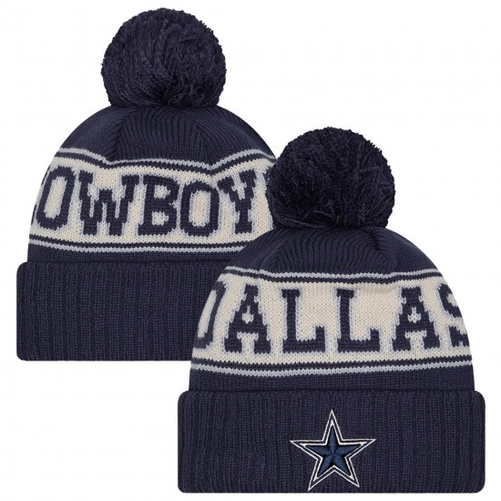 Dallas Cowboys  New Era Navy Retro Cuffed Knit Hat with Pom