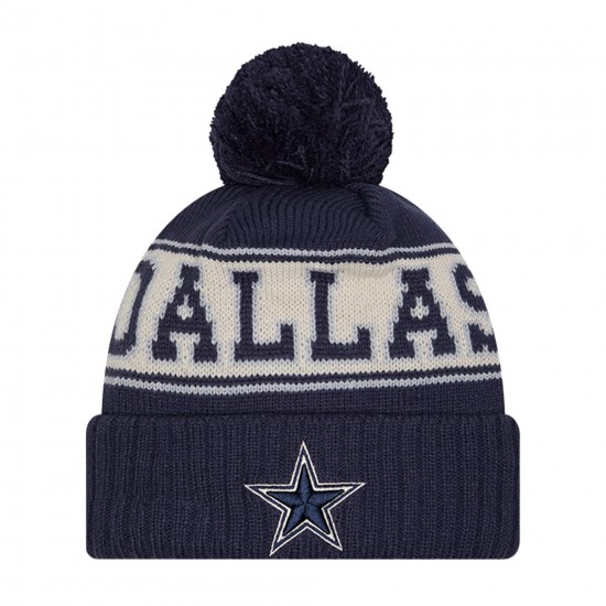 Dallas Cowboys  New Era Navy Retro Cuffed Knit Hat with Pom