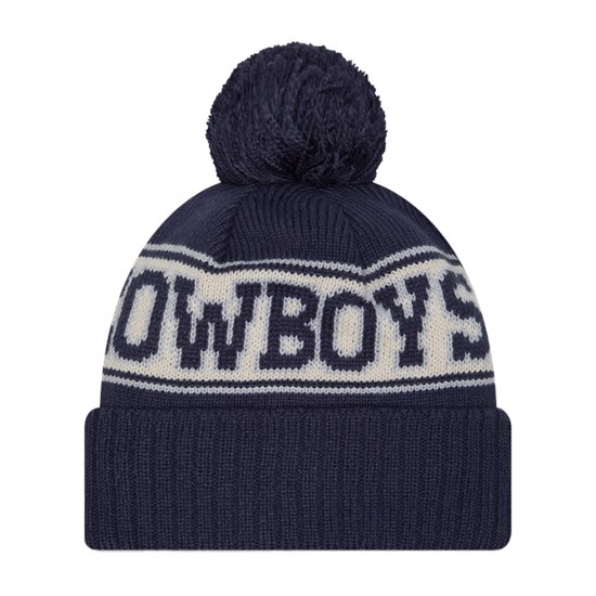 Dallas Cowboys  New Era Navy Retro Cuffed Knit Hat with Pom