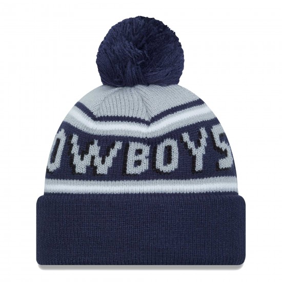 Dallas Cowboys  New Era Navy Retro Joe Main Cuffed Knit Hat with Pom