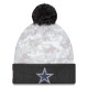 Dallas Cowboys  New Era White-Graphite 2024 Salute To Service Digital Camo Cuffed Knit Hat with Pom