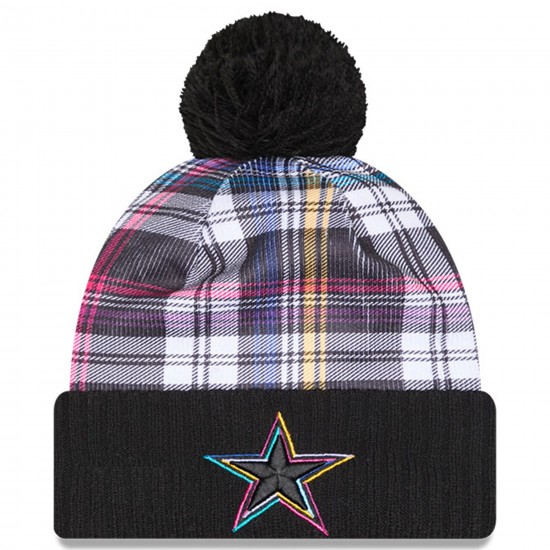 Dallas Cowboys New Era Black 2024 NFL Crucial Catch Cuffed Knit Hat with Pom