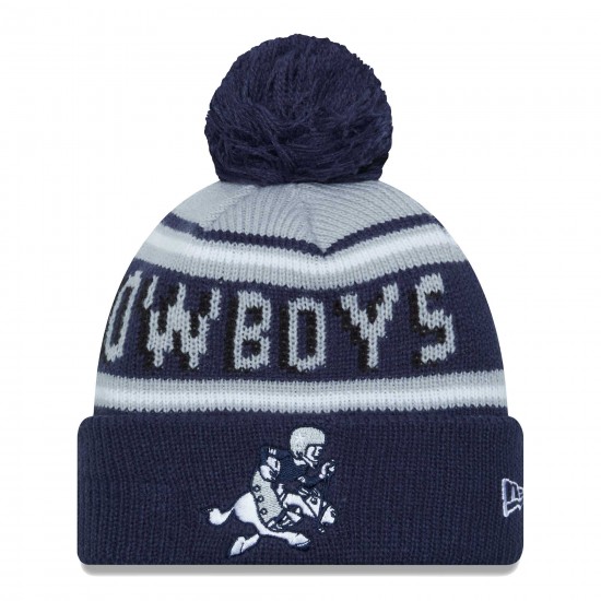 Dallas Cowboys New Era Gray-Navy Gridiron Classics Main Cuffed Knit Hat with Pom