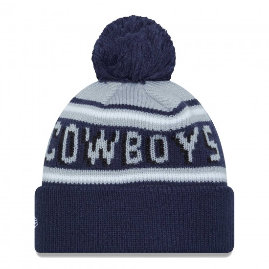 Dallas Cowboys New Era Gray-Navy Gridiron Classics Main Cuffed Knit Hat with Pom