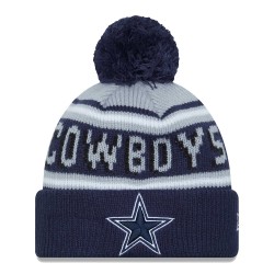 Dallas Cowboys New Era Gray-Navy Main Cuffed Knit Hat with Pom