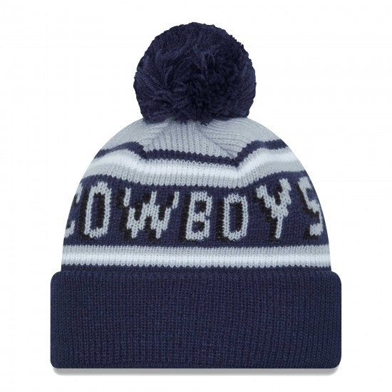 Dallas Cowboys New Era Gray-Navy Main Cuffed Knit Hat with Pom