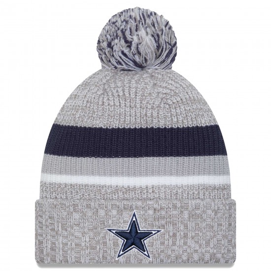 Dallas Cowboys New Era Heather Gray Cuffed Knit Hat with Pom