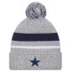 Dallas Cowboys New Era Heather Gray Cuffed Knit Hat with Pom