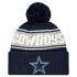 Dallas Cowboys New Era Navy 2024 Sideline Cuffed Knit Hat with Pom