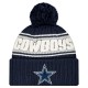 Dallas Cowboys New Era Navy 2024 Sideline Cuffed Knit Hat with Pom
