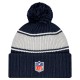 Dallas Cowboys New Era Navy 2024 Sideline Cuffed Knit Hat with Pom