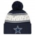 Dallas Cowboys New Era Navy 2024-25 Sideline Cuffed Knit Hat with Pom