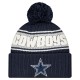 Dallas Cowboys New Era Navy 2024-25 Sideline Cuffed Knit Hat with Pom