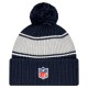 Dallas Cowboys New Era Navy 2024-25 Sideline Cuffed Knit Hat with Pom