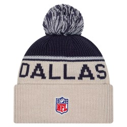 Dallas Cowboys New Era Stone NFL Sideline Historic Cuffed Knit Hat with Pom
