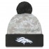 Denver Broncos  New Era White-Graphite 2024 Salute To Service Digital Camo Cuffed Knit Hat with Pom