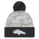 Denver Broncos  New Era White-Graphite 2024 Salute To Service Digital Camo Cuffed Knit Hat with Pom