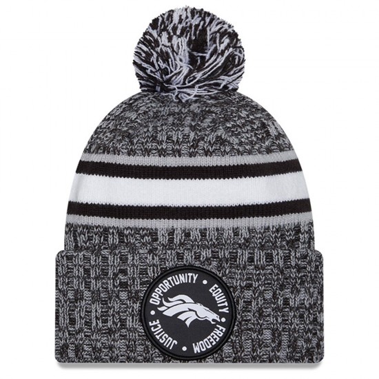 Denver Broncos New Era Heather Black 2023 Inspire Change Cuffed Knit Hat With Pom